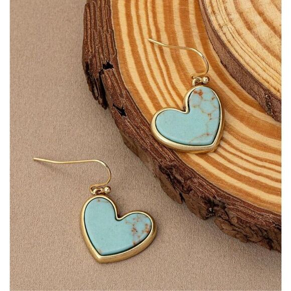 Turquoise Heart Earrings - Picture 3 of 4